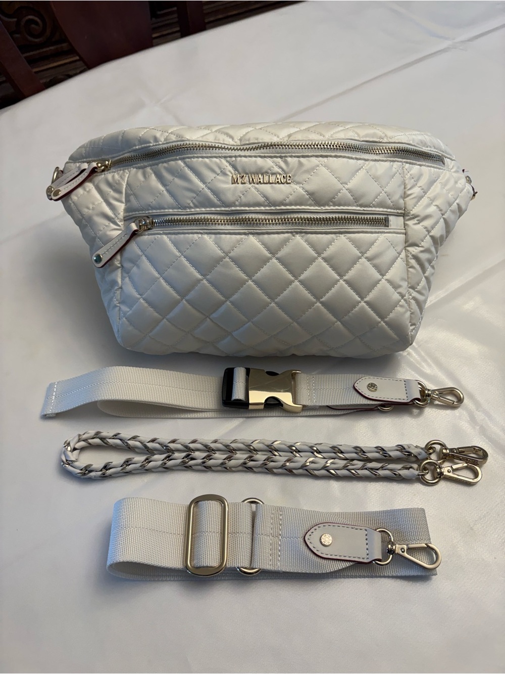 MZ Wallace Crosby Sling Bag in Pearl Metallic